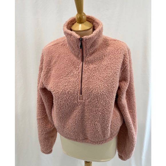DYI Tranquil 1/2 Zip Fuzzy Fleece Pullover in Blush - Picture 4 of 10